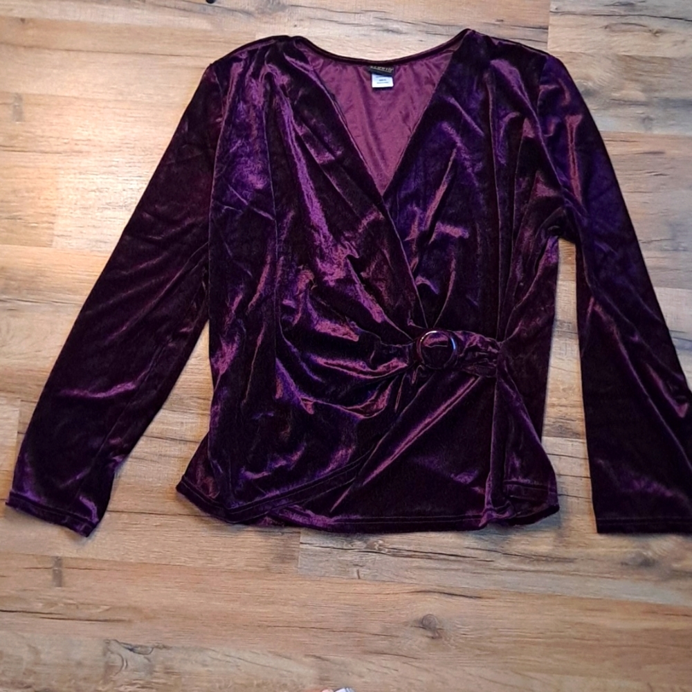 NWT Glamorous Purple Velvet Style Cross Over Blouse